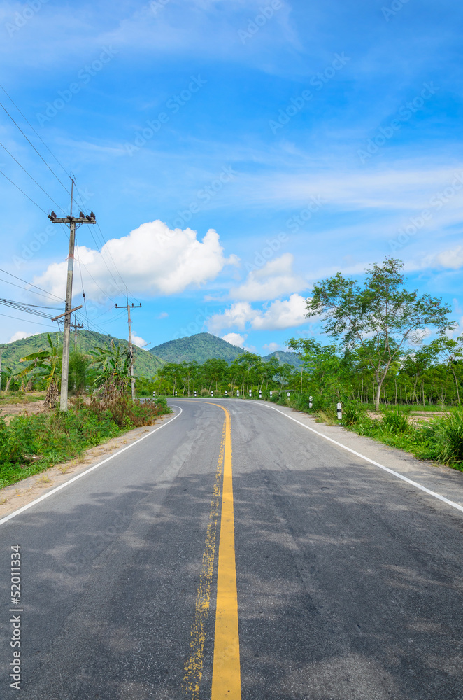Road with blue sky background