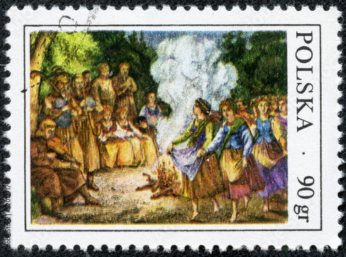stamp printed in Poland showing festival