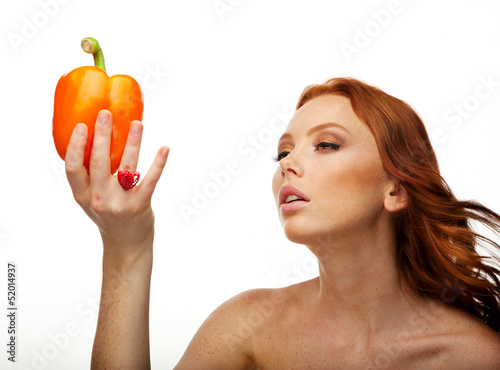 Model with pepper in her hand