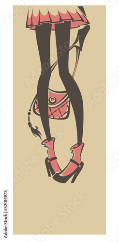 funny image of girl lefs and fashionable bag