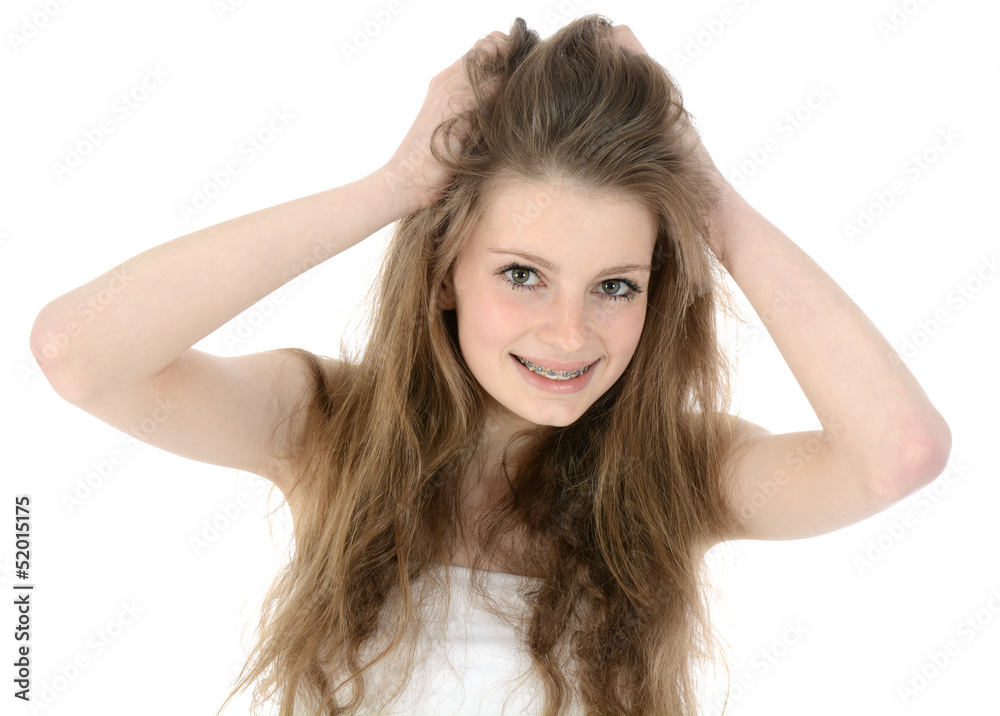 Jugendliche rauft sich die Haare Jugendliche rauft sich die Haare