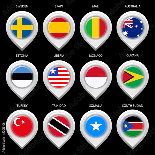 Map marker with flag-set third