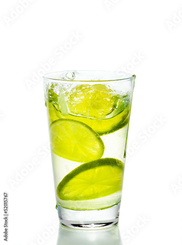 Glass with juice and lemon