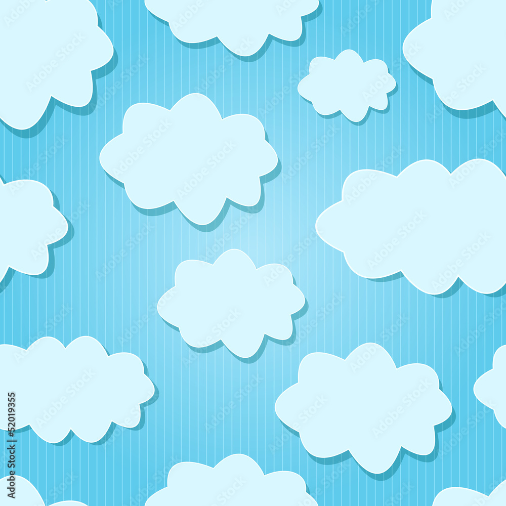 Vector Design White  Clouds in Blue Sky.