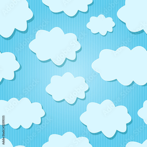 Vector Design White  Clouds in Blue Sky. © Novaya
