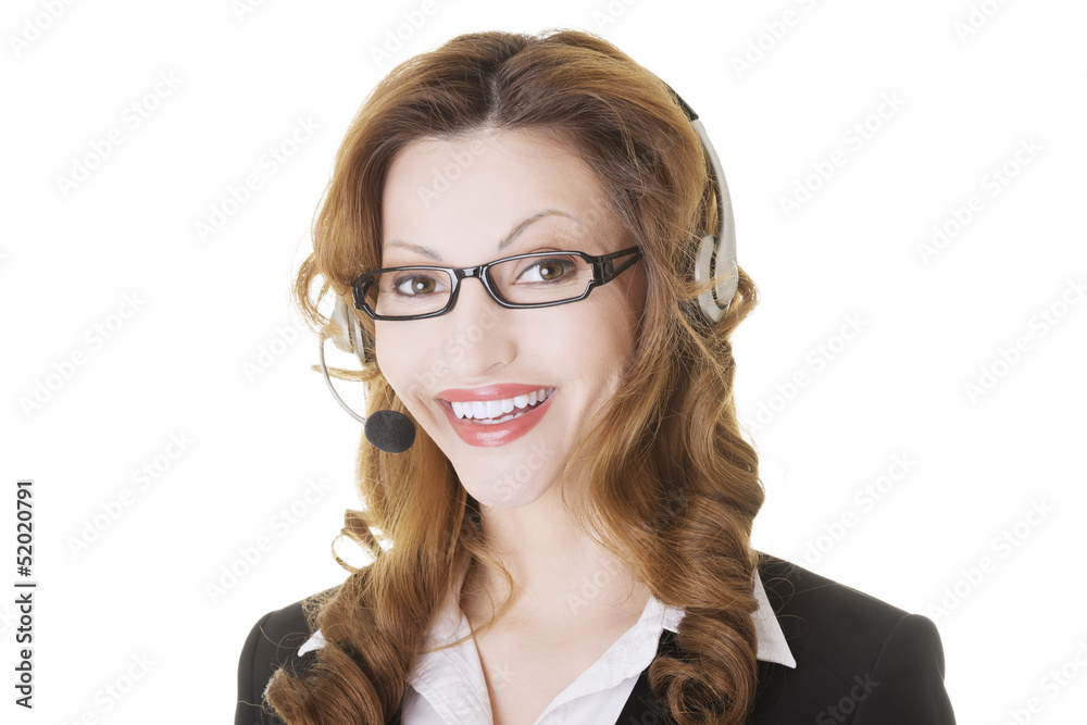 Beautiful call-center assistant smiling