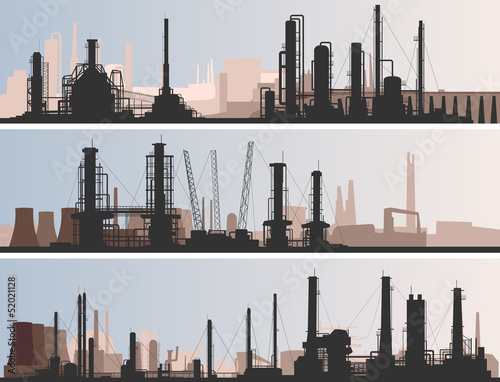 Abstract horizontal banner industrial part of city.