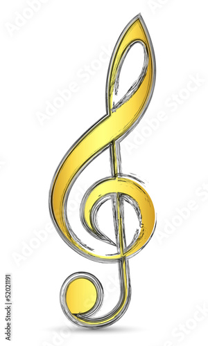 Goldener Violinschlüssel mit Pinsel-Effekt