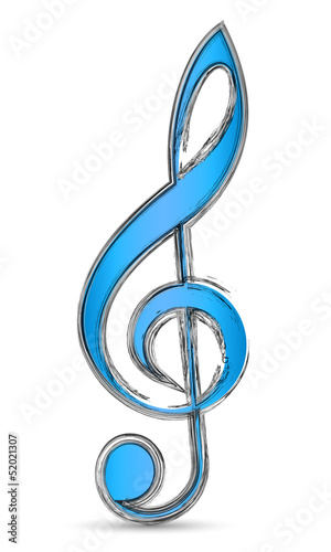 Blauer Violinschlüssel mit Pinsel-Effekt