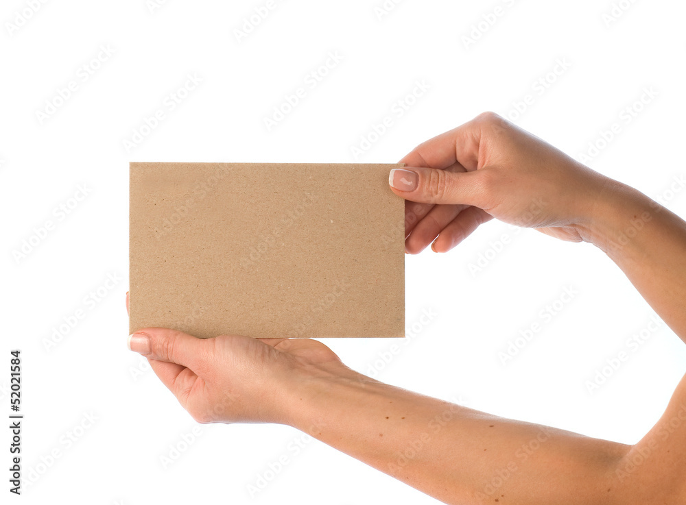 Hand with blank kraft paper envelope on white background. Hand with blank kraft paper envelope on white background.