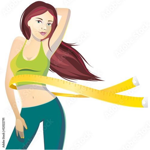 girl with a measuring tape at the waist