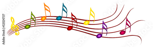 Notes de musique colorées