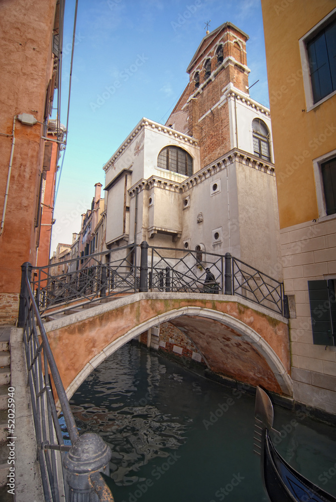 Narrow canal in Venice, Italy