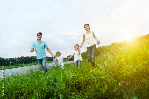 happy family having fun outdoors