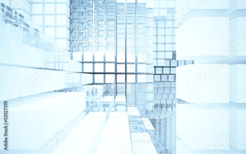 Abstract interior of glass blocks
