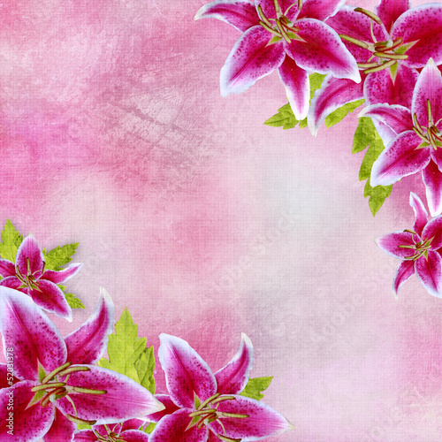 Pink bridal lilies border