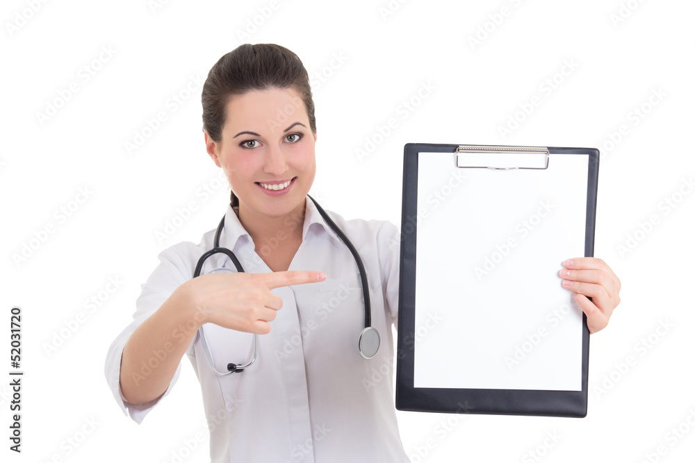 happy female doctor showing prescription happy female doctor showing prescription