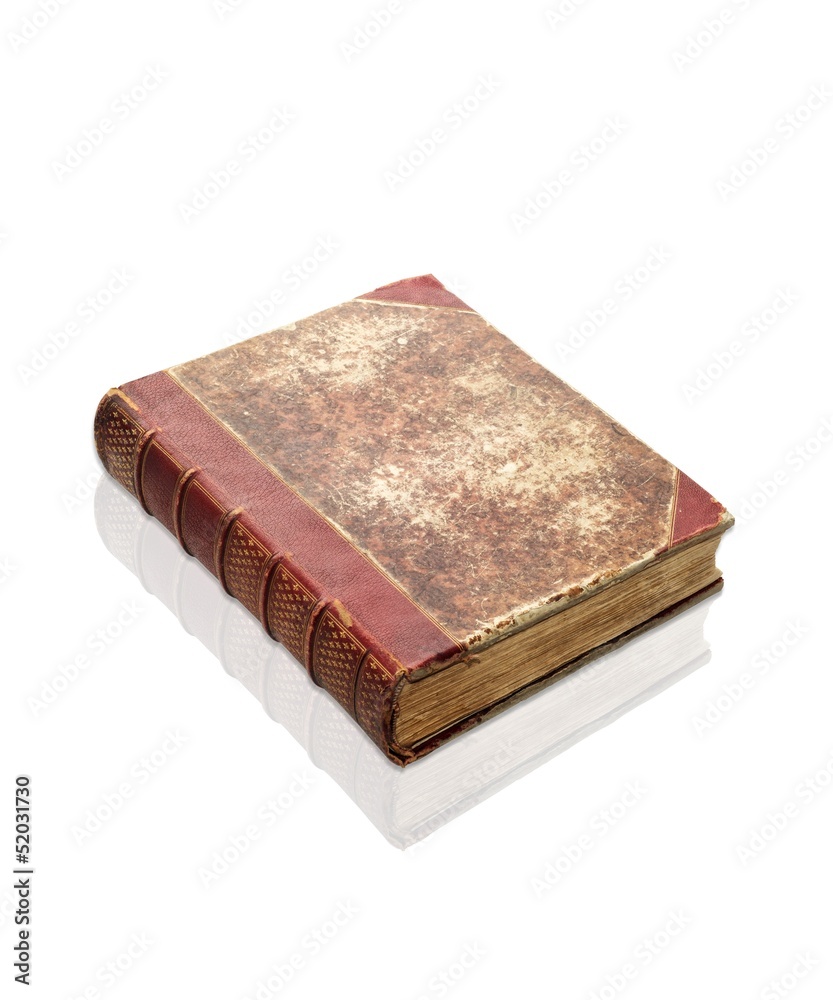 Old decrepit XIXth century book isolated Old decrepit XIXth century book isolated