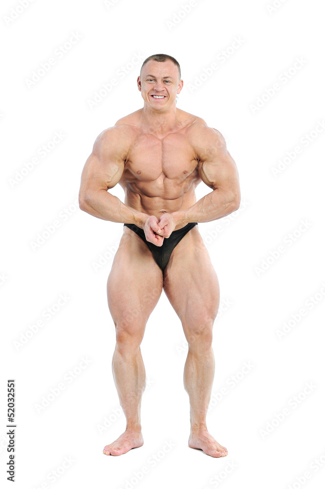 Bodybuilder isolated on white - full length portrait Bodybuilder isolated on white - full length portrait