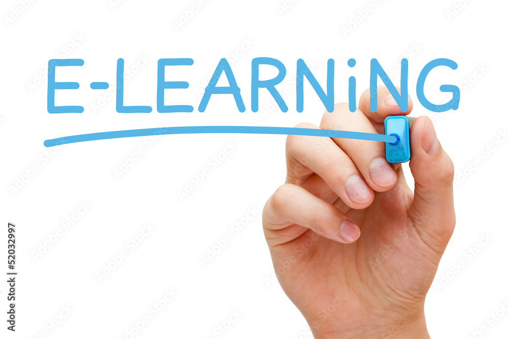Handwritten Word E-learning Blue Marker Handwritten Word E-learning Blue Marker