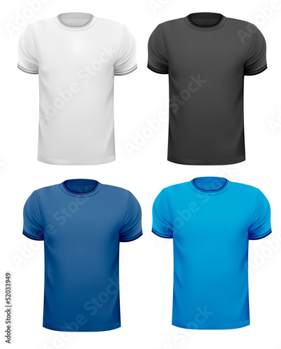 Black and white and color men t-shirts. Design template. Vector