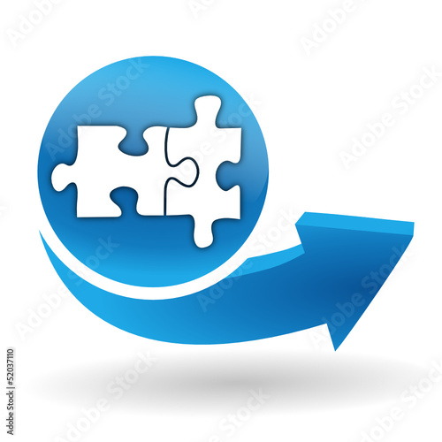 puzzle sur bouton web bleu