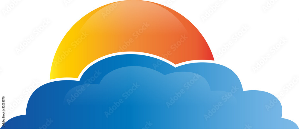Sonne, Wolken, 3D, Vektor
