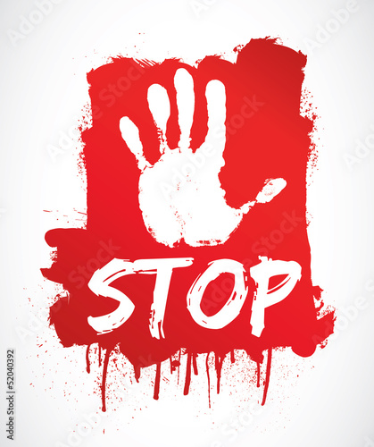 activisme : main rouge - STOP
