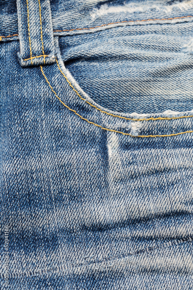Front pocket of Blue Denim Jeans Front pocket of Blue Denim Jeans