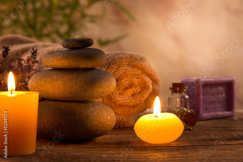 Spa still life with aromatic candles