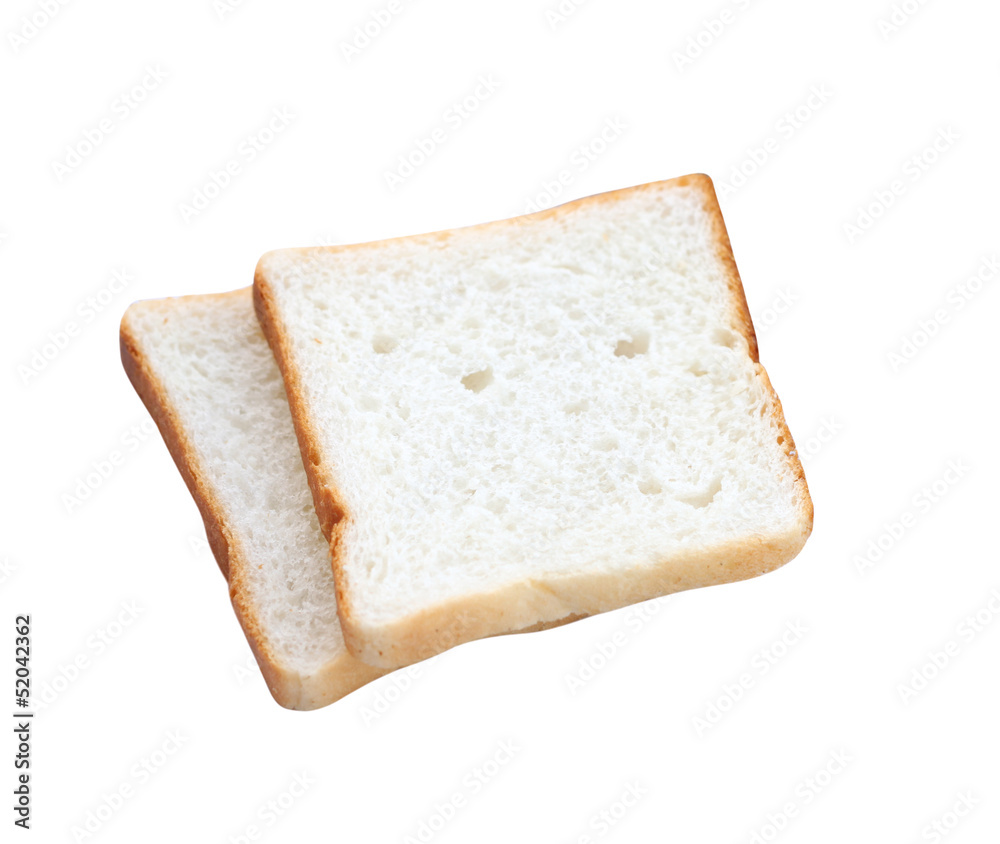 sliced baked bread isolated on white background