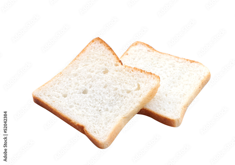 sliced baked bread isolated on white background