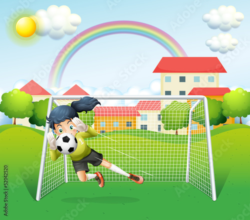 A sporty woman playing soccer
