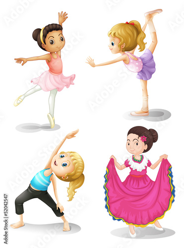 Girls in different sports attire