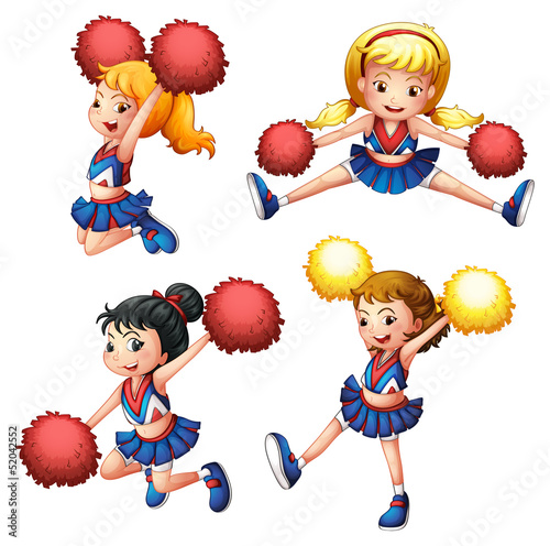 Four cheerdancers with their pompoms