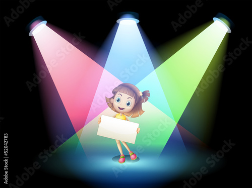 A smiling girl holding an empty board
