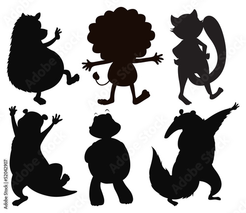 Canvas Print Silhouettes of different wild animals
