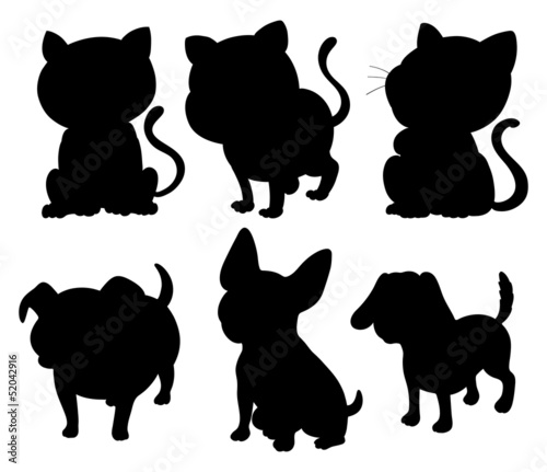 Silhouettes of cats and dogs