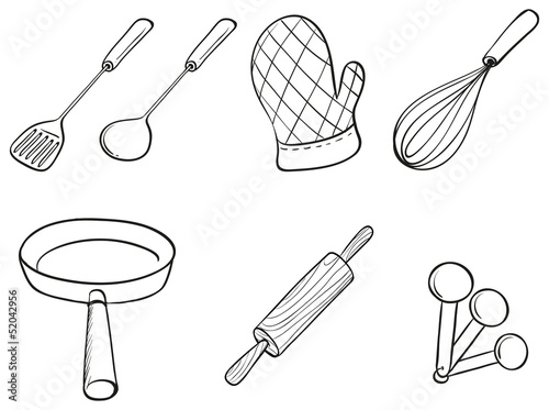 Silhouettes of kitchen utensils photo