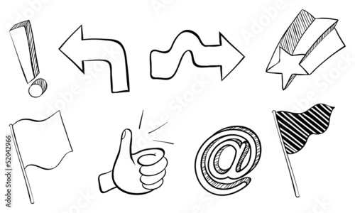 Doodle sets of different symbols