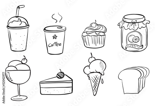 Different foods with drinks