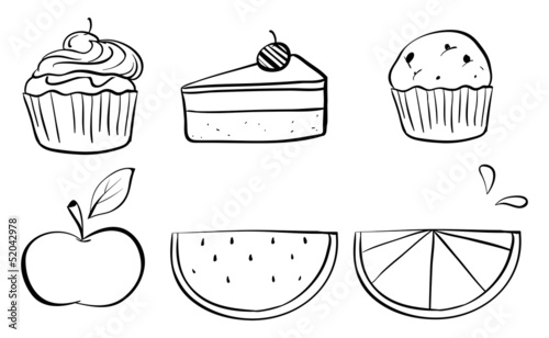 Doodle sets of different foods