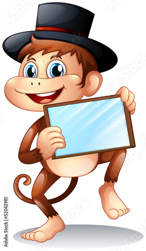 A monkey holding a mirror