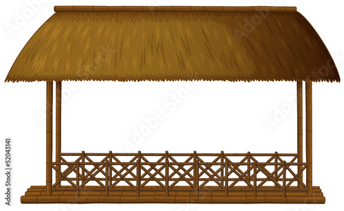 A wooden floating cottage