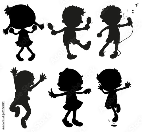Images of kids in black and gray colors