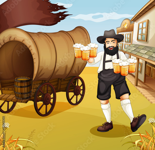 A waiter near the wagon