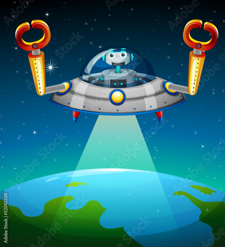 A robot inside the spaceship