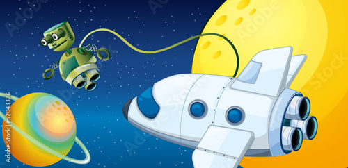 A robot near a planet with an orbit