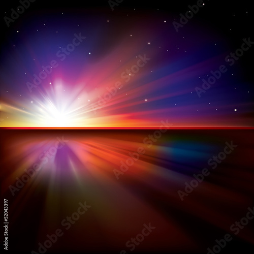 abstract background with sun and stars