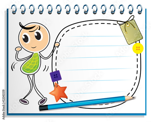 A notebook with a kid dancing at the cover page